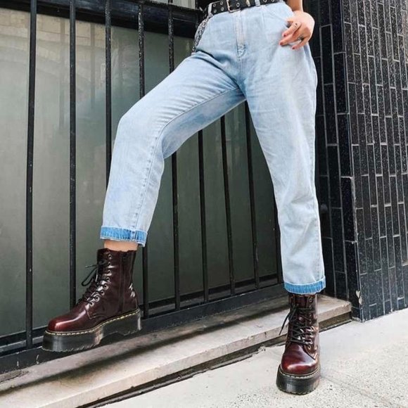 Dr. Martens Shoes - RARE Dr. Martens Jadon II Vegan Cherry Rub Off Platform Commando Boots 11